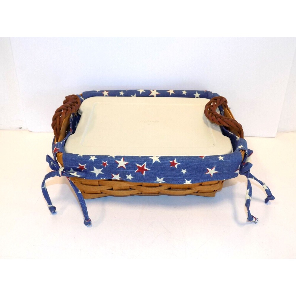 Small Serving Basket w/ Liner, Hard Plastic Protector & Lid 2008 Longaberger